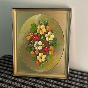 Vintage B. BUTSCH Signed Enamel On Metal‎ Floral Shadowbox 3D 1960/70's